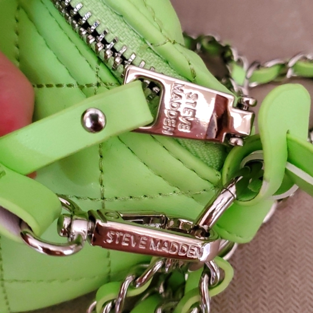 Steve Madden Neon Green Quilted Crossbody Belt Bag with Coin Pouch - Picture 5 of 10